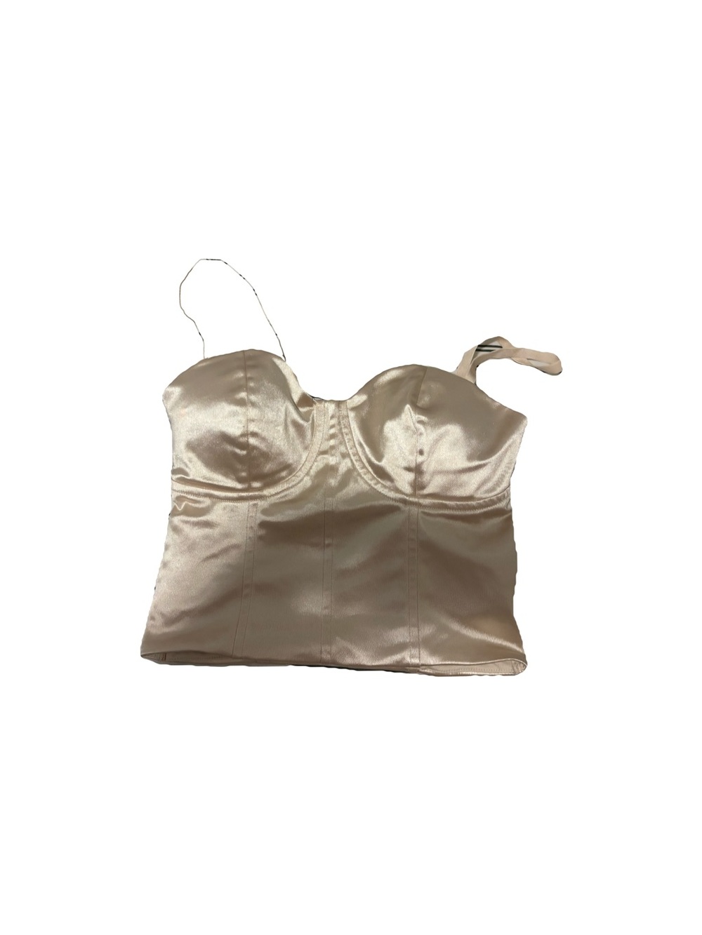 Zara Champagne Satin Bustier Crop Top